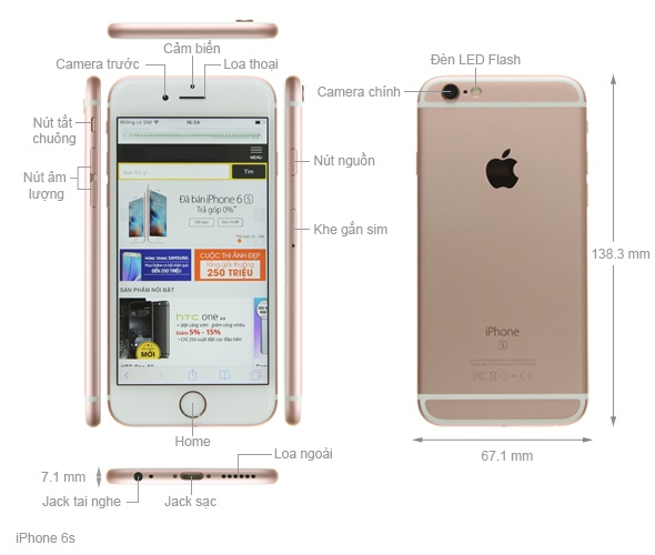 cấu hình iphone 6s plus , Apple Center đà nẵng , 30 nguyễn văn linh 